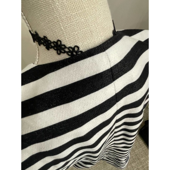 Halogen Womens Long Jacket Coat Duster Black White Stripe Zip Front Sz XS Shift - Picture 5 of 16